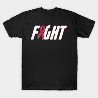 Fight Multiple Myeloma Cancer   Burgundy Awareness Ribbon T-Shirt